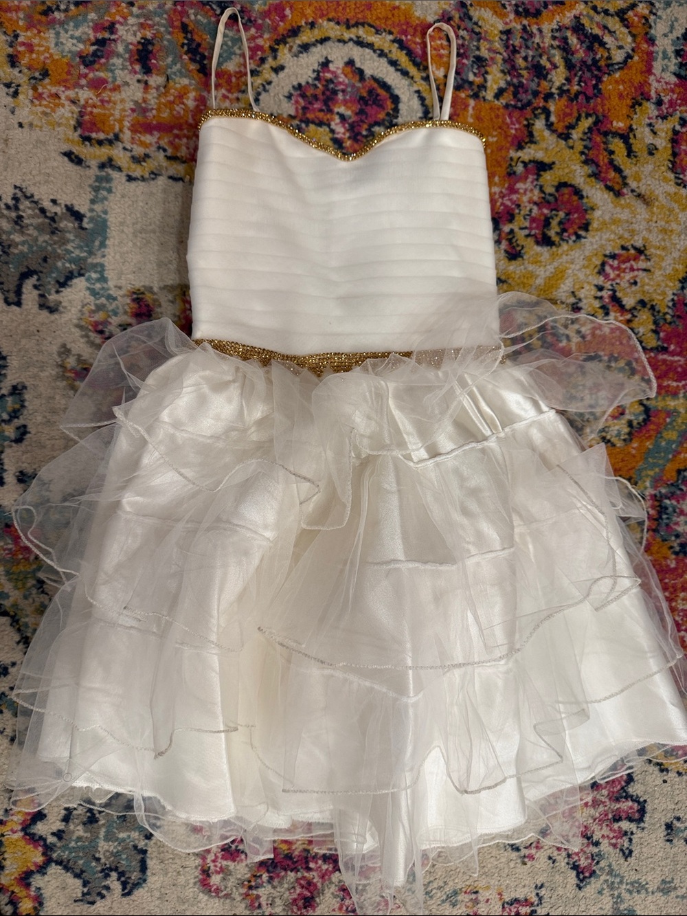 OTTO White Party Dress with Gold Trim